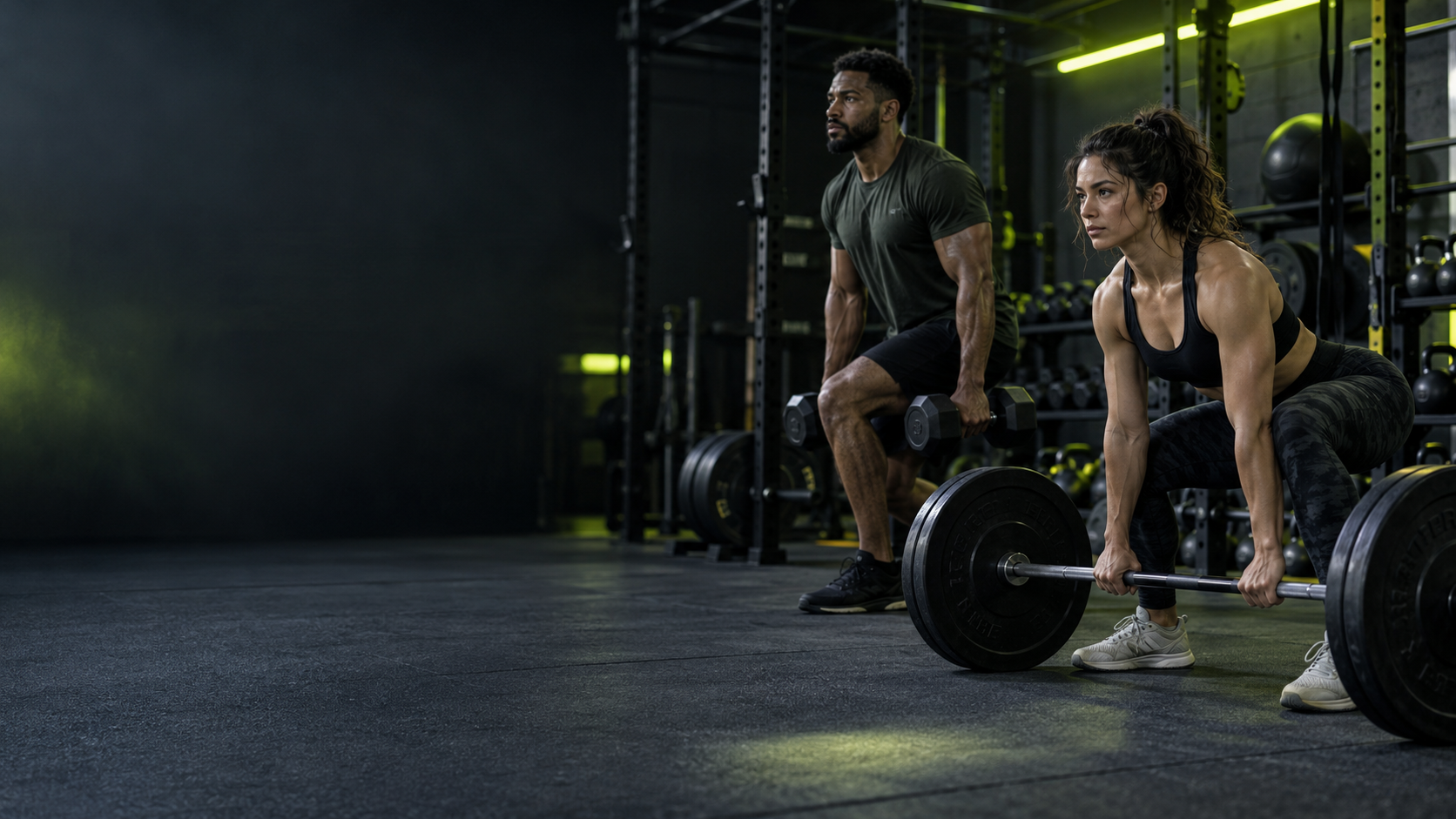 Athletes training together in a community gym